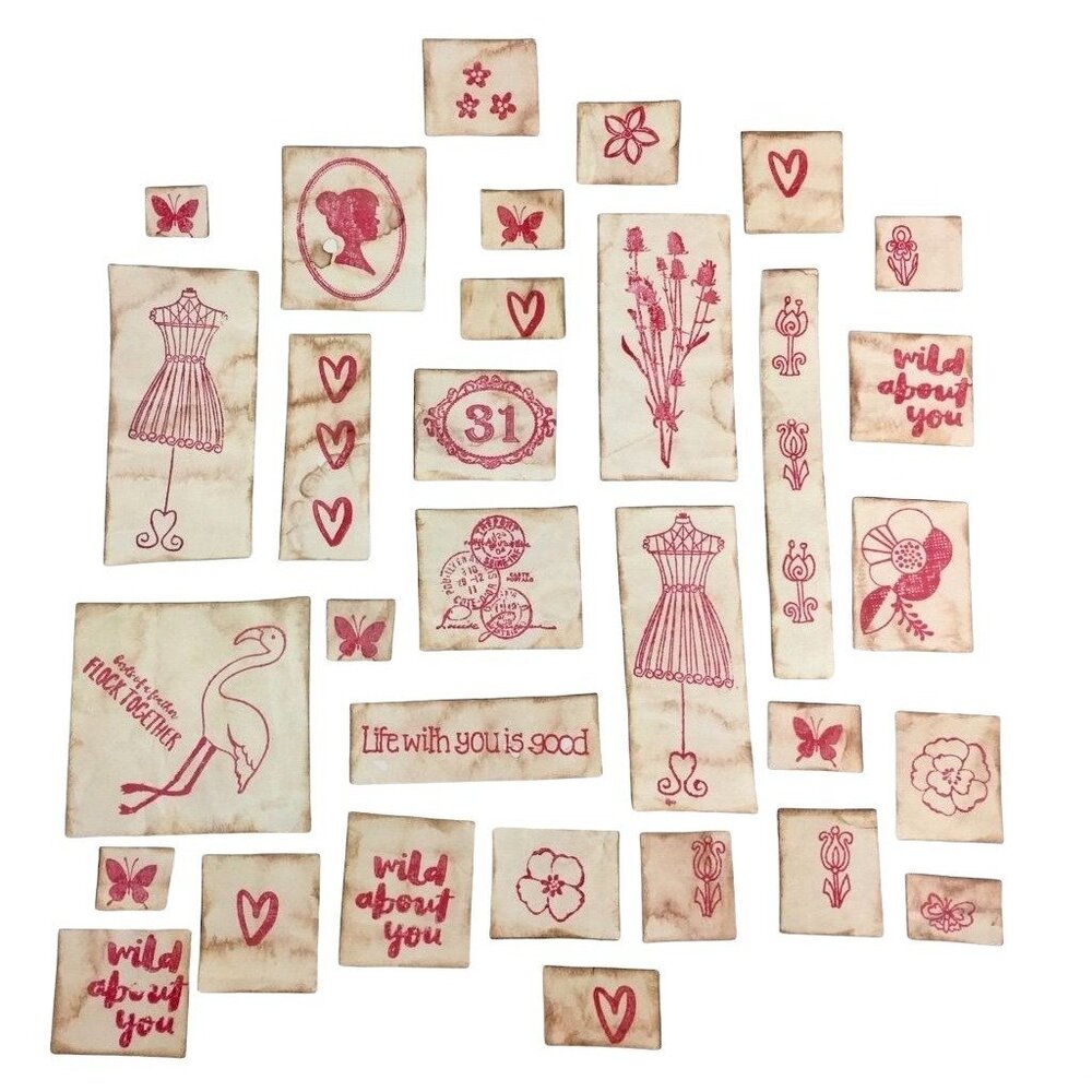 Junk Journal Romance Theme Ephemera Rustic Die Cuts Set 30 Pcs u  Scrapbooking E